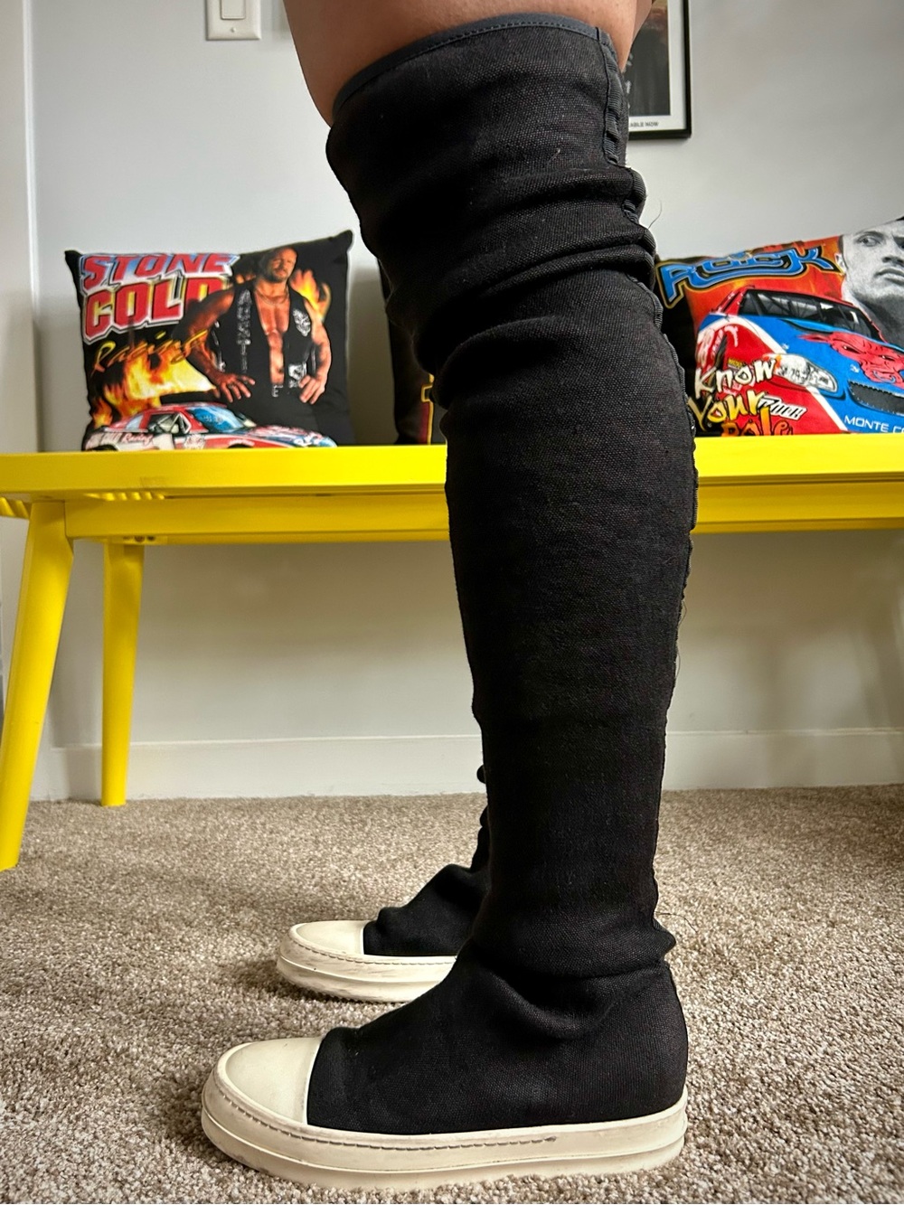 Rick Owen’s DRKSHDW Black Wax High Sock Sneaker